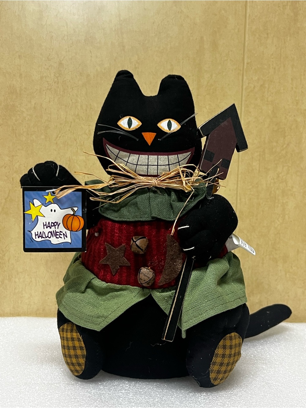 Vintage Primitive Halloween Black Cat Decor Folk Art